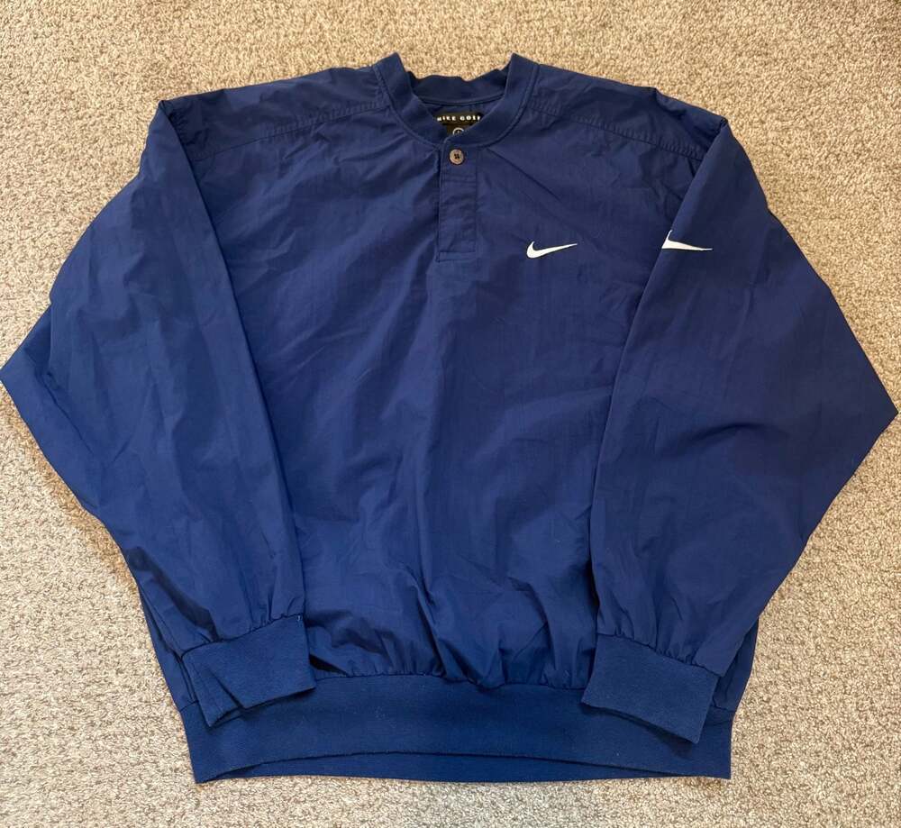 Vintage Nike Golf Men's Navy Nylon Pullover Windbreaker Jacket
